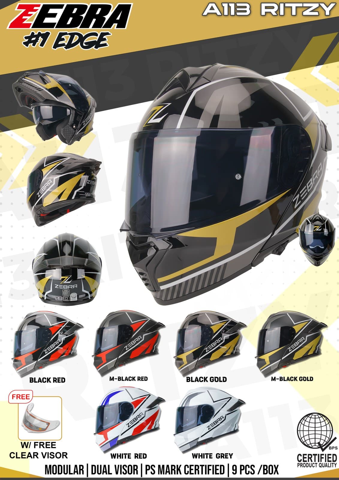 ZEBRA A113 Ritzy W/D Modular Motorcycle Helmet