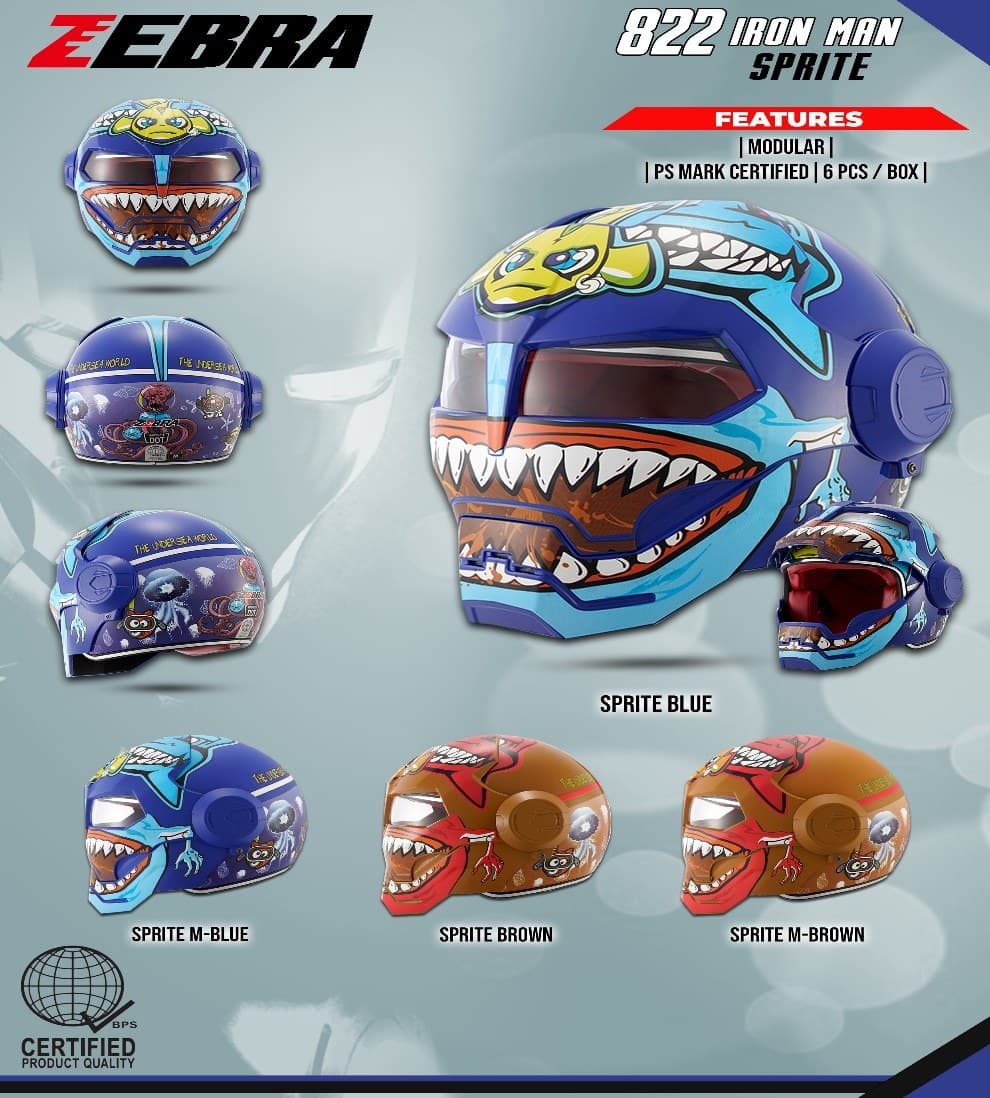 ZEBRA YM-822 Irm (W/D) Modular Motorcycle Helmet