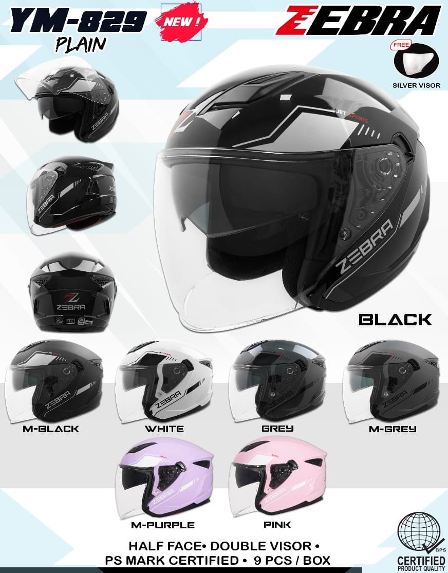 ZEBRA YM-829 Plain (New) Modular Motorcycle Helmet