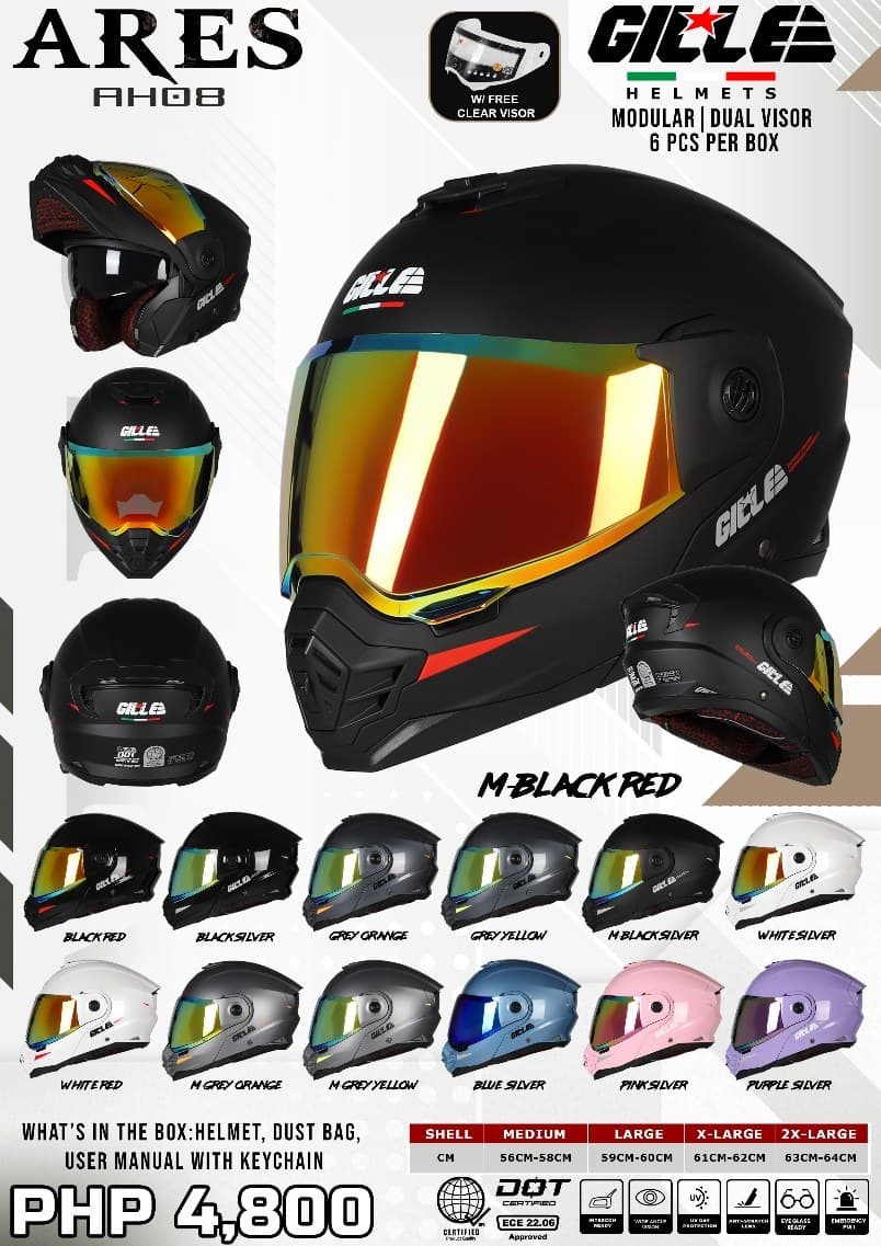 GILLE AH08 ARES Plain Modular Helmet