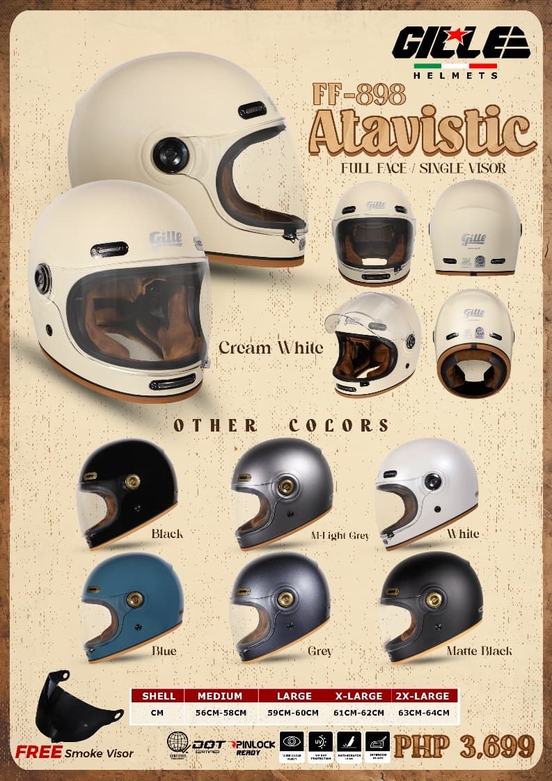 GILLE FF898 ATAVISTIC Plain Full Face Helmet