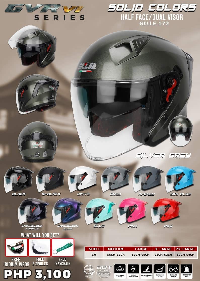 GILLE 172 GVR-V1 Plain Half Face Helmet