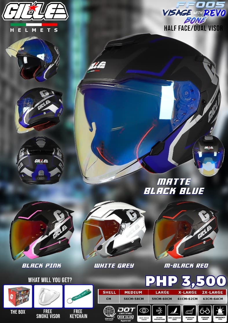 GILLE FF005 VISAGE Graphic Revo Visor Half Face Helmet Design 1