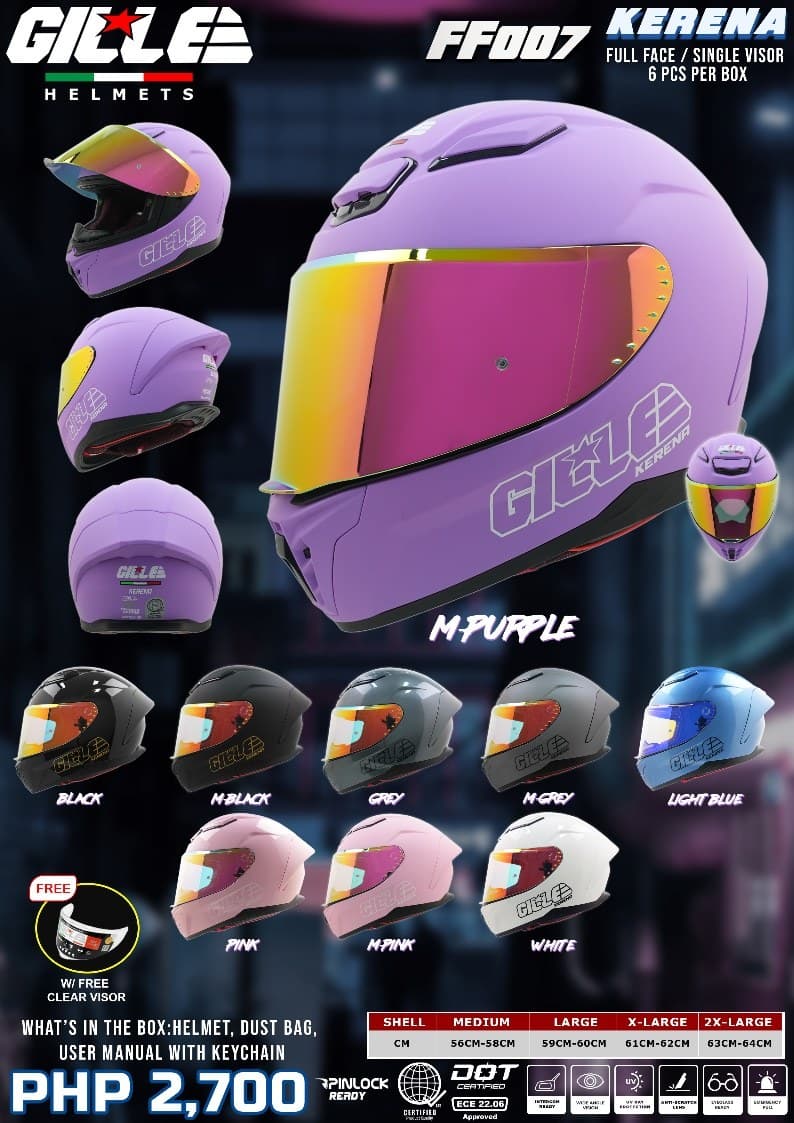 GILLE FF007 KERENA Plain Full Face Helmet