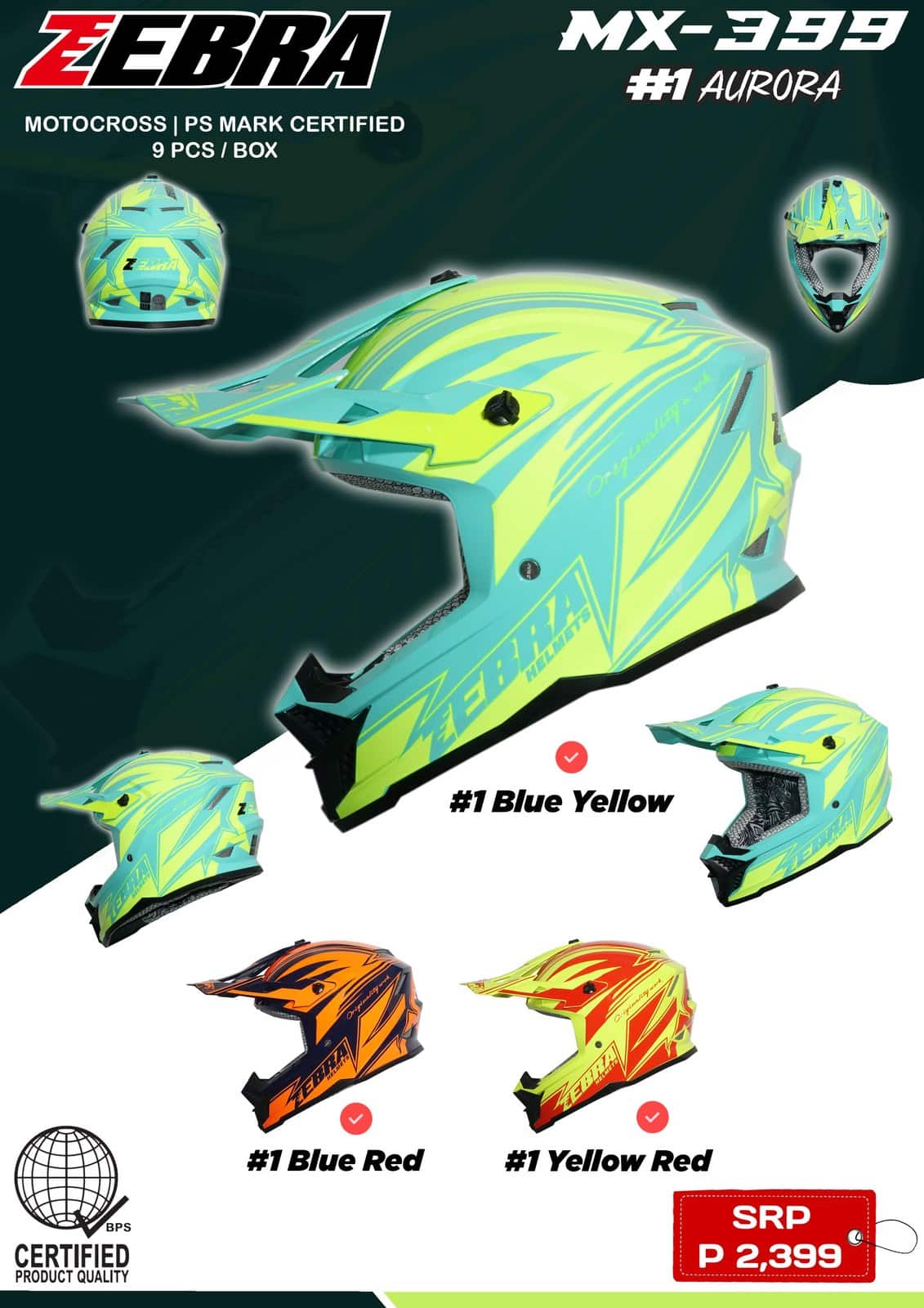 ZEBRA MX399 Graphic Motocross Helmet Design 1