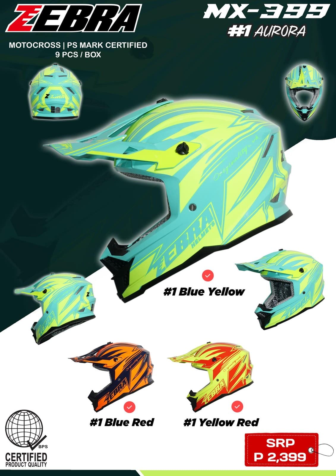 ZEBRA MX399 Graphic Motocross Helmet Design 1