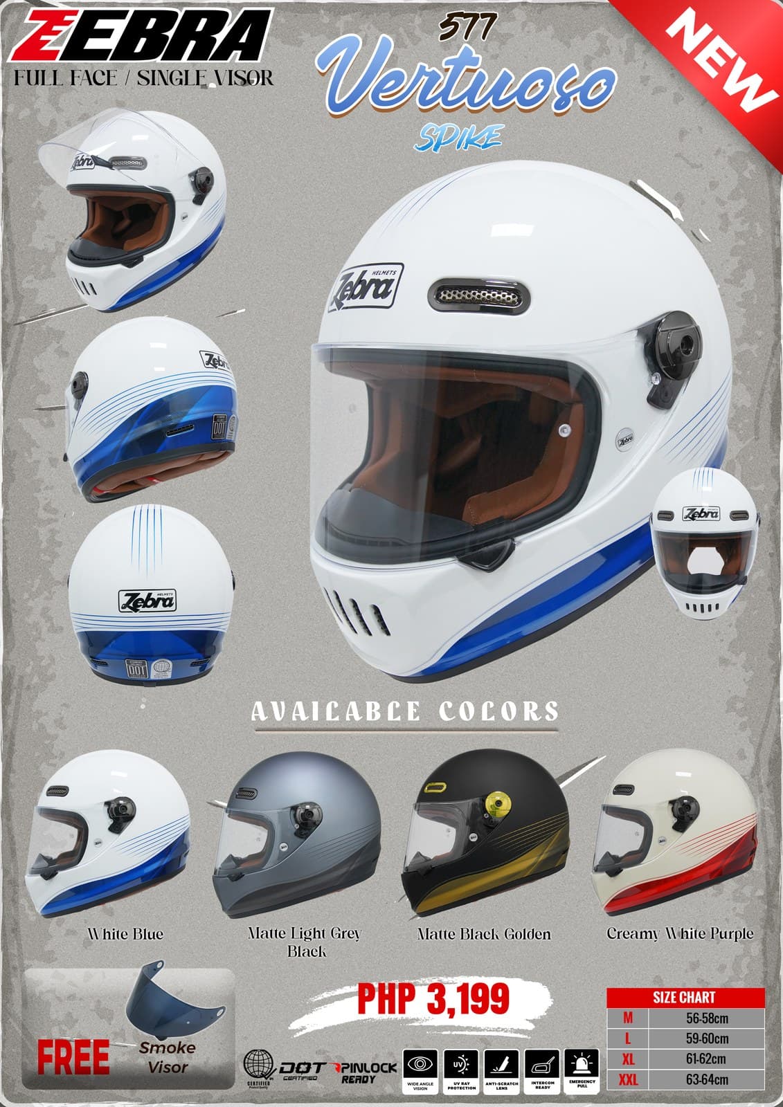 ZEBRA FF577 VERTUOSO Graphic Full Face Helmet Design 3 ZEBRA FF577 VERTUOSO Graphic Full Face Helmet Design 3 - Main image