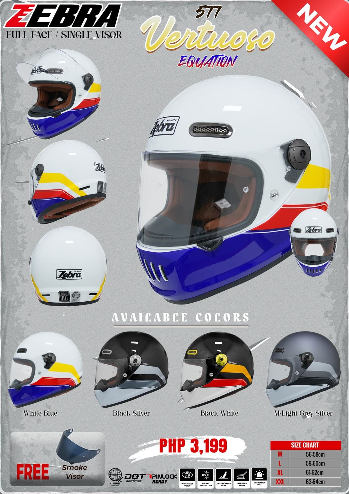 ZEBRA FF577 VERTUOSO Graphic Full Face Helmet Design 4 ZEBRA FF577 VERTUOSO Graphic Full Face Helmet Design 4 - Main image